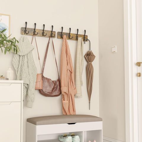 YMYNY 2 Pack Coat Hooks Wall Mounted, Rustic Brown HWS005H-2