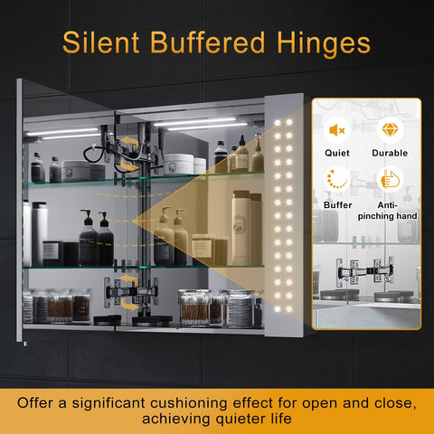 ELEGANT 650 x 600mm LED Illuminated Bathroom Mirror Cabinet with Shaver Socket, Stainless Steel Bathroom Wall Storage Mirror Cabinet with Dot Lights