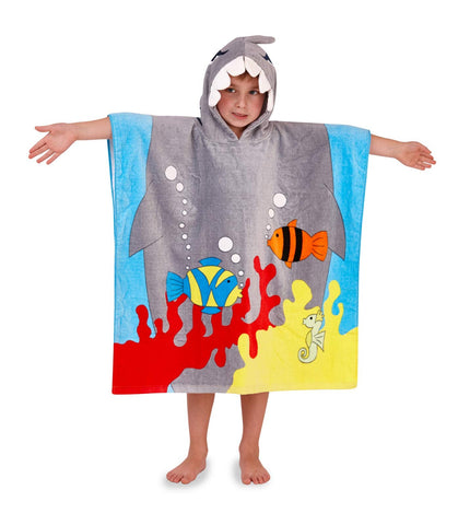 Lora Dora Boys Girls Hooded Poncho Summer Beach Swim Towel Shark