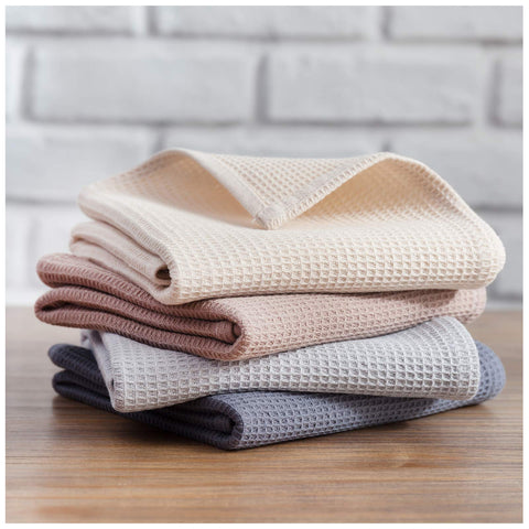 PY HOME & SPORTS Dish Towel Set, 100% Cotton Waffle Weave Kitchen Towels 4 Pieces, Super Absorbent (17 x 25 Inches, Set of 4)