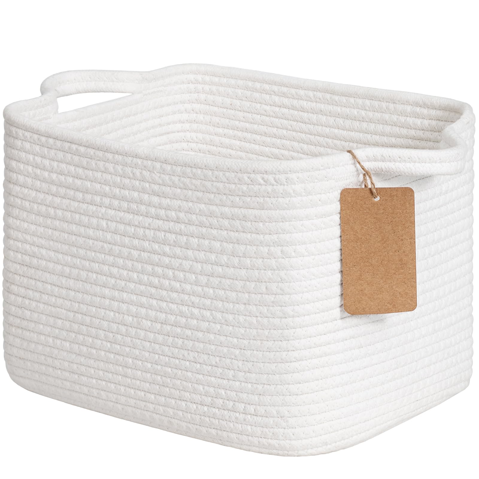 TIMEYARD White Cotton Rope Storage Basket Woven Shelf Basket for Organising