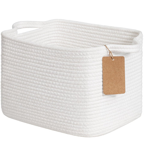 TIMEYARD White Cotton Rope Storage Basket Woven Shelf Basket for Organising