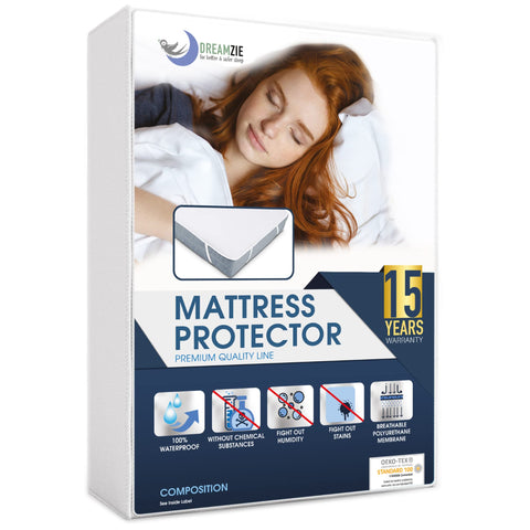 Dreamzie Mattress Protector Waterproof with 4 Elastic Corners - Made in EU - OEKO-TEX® Certified- For Mattress 80 x 160 cm
