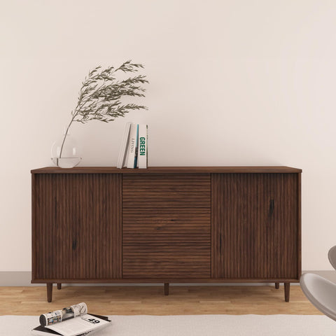 Jerzy Sideboard 160 cm with 2 doors 3 Drawers in Brown, 38x160x80cm (DxWxH)