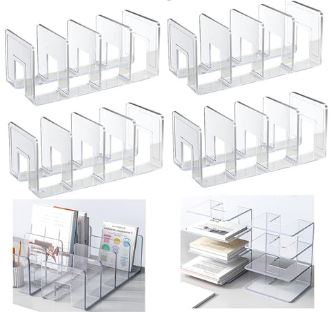 Panavage Transparent Desk File Organiser, 4 Slots, 4-Pack