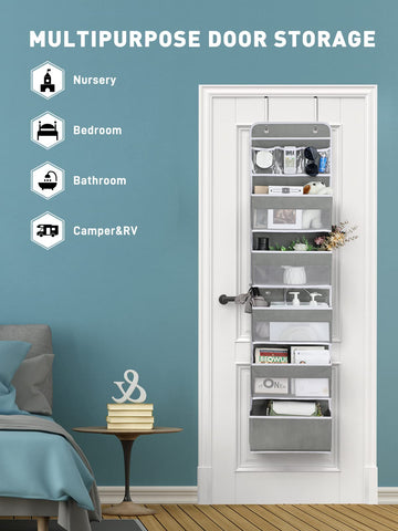 Yecaye Over the Door Organiser, 6-Tier, Grey, 1 Pack