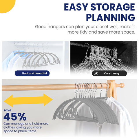 Jiang&Rong 30 Pack Rubber-Coated Non-Slip Metal Hangers (Grey)