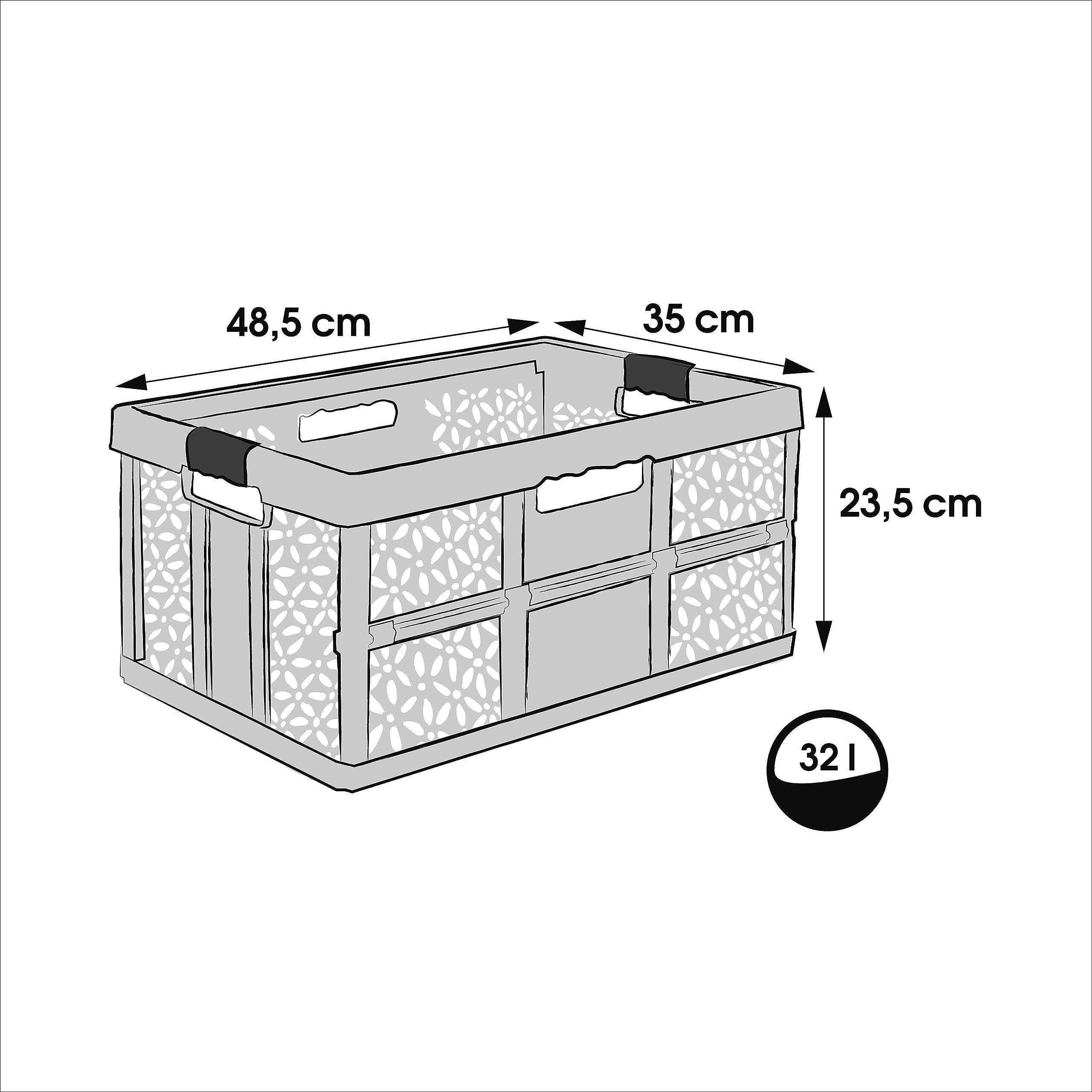 keeeper Stabile Sturdy Professional Folding Box with Soft-Touch Handles, 48.5 x 35 x 23.5 cm, 32 L, Lea, Nordic Red