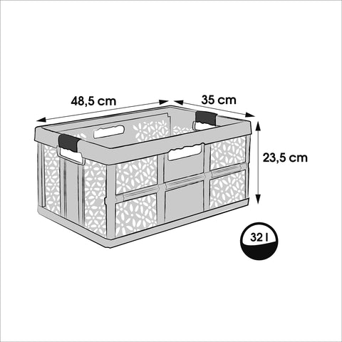 keeeper Stabile Sturdy Professional Folding Box with Soft-Touch Handles, 48.5 x 35 x 23.5 cm, 32 L, Lea, Nordic Red