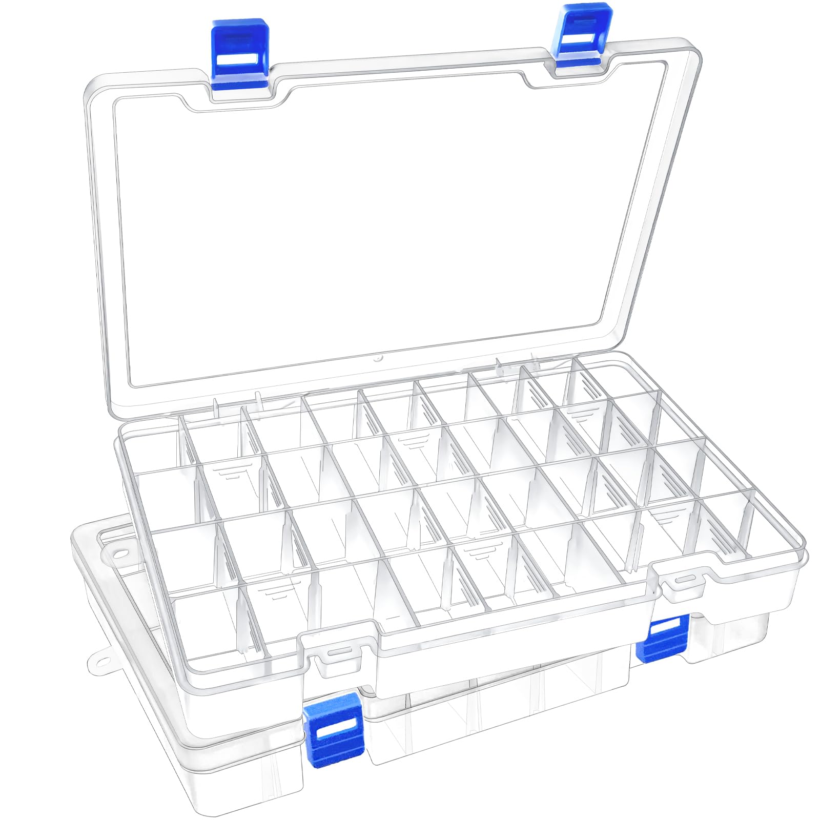 Mgood Storage Box with Adjustable Dividers, 34 Compartments, White