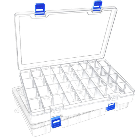 Mgood Storage Box with Adjustable Dividers, 34 Compartments, White