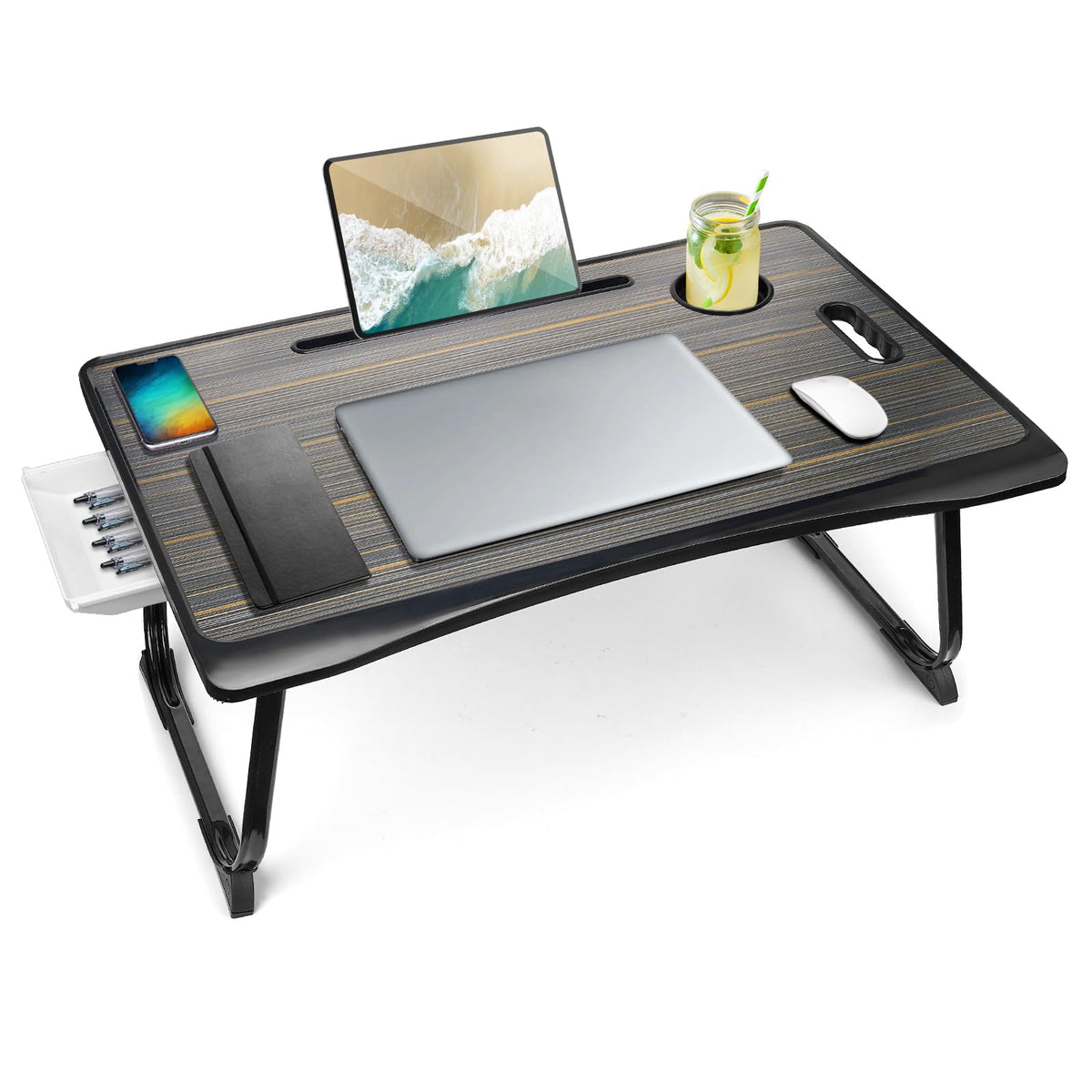 Amaredom Lap Desk, Foldable Bed Desk for Laptop, 60cm x40 cm - Black