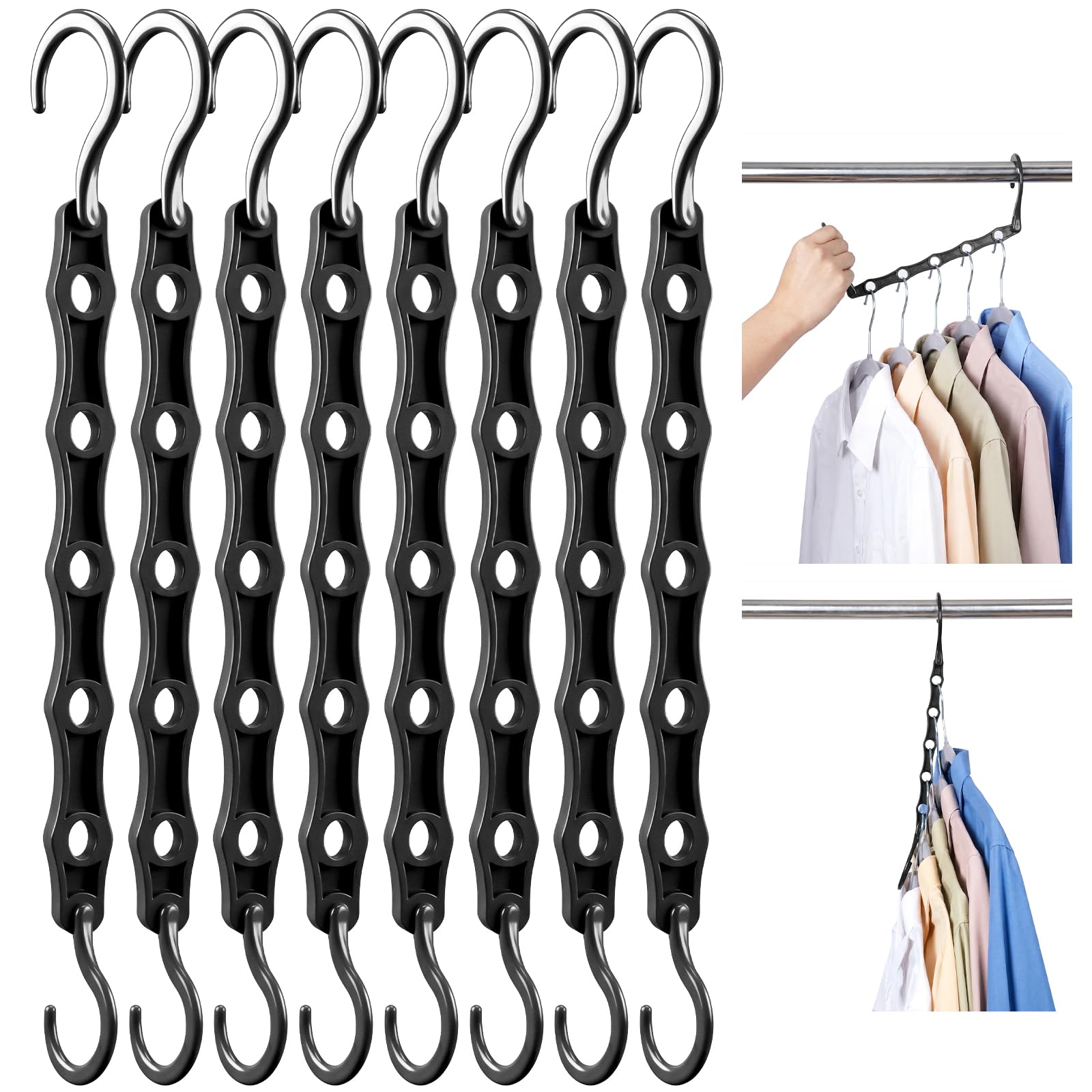 HOUSE DAY Space Saving Hanger 20 Pack Sturdy Black Magic Hangers for Closet Organizers and Storage for Heavy Clothes