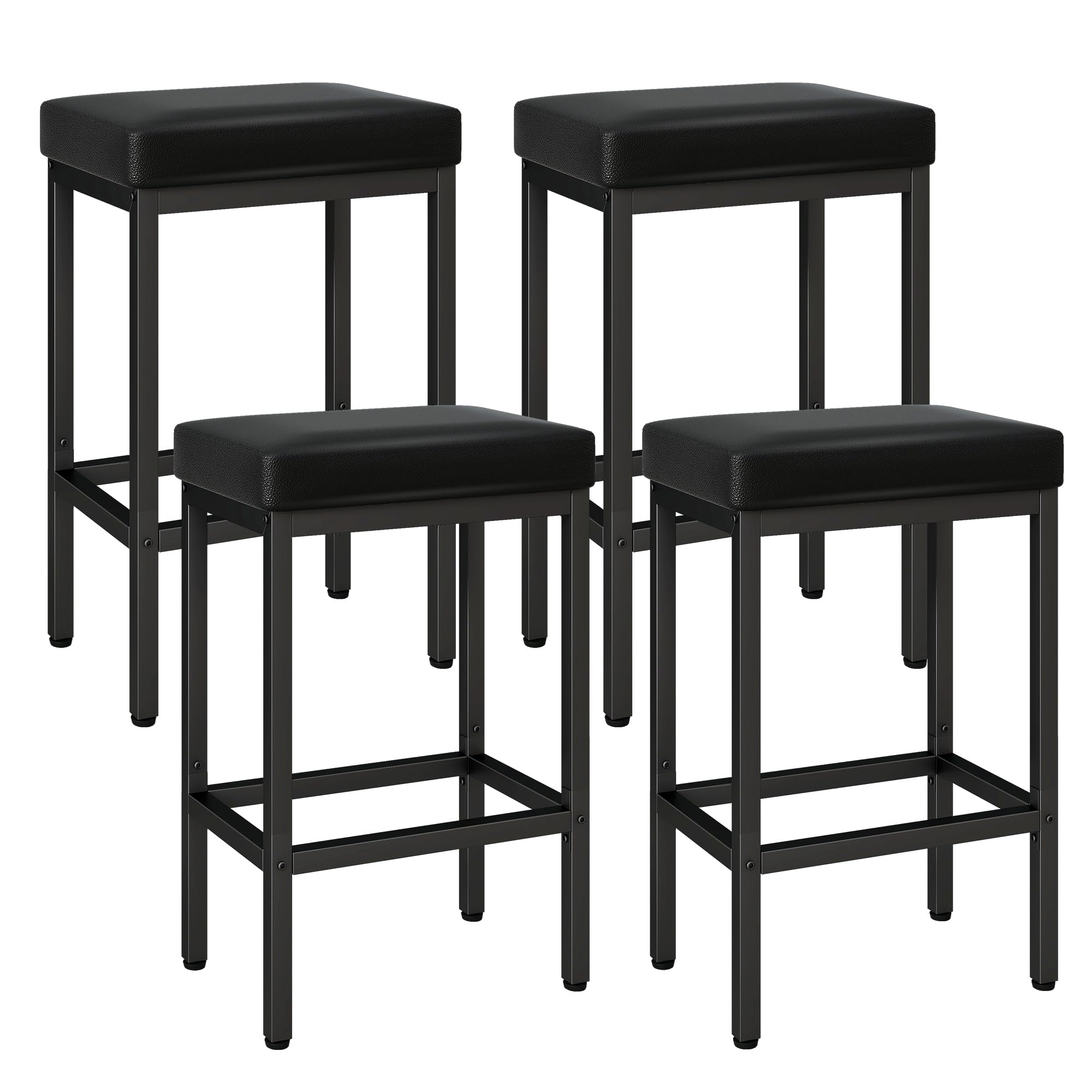 YMYNY 66cm Bar Stools Set of 4 - PU Leather Breakfast Bar Stools, HBS513B-2