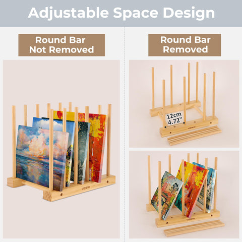 VISWIN Tabletop Art Storage Rack - Wooden Drying & Display Rack with Adjustable Slots for Organizing Canvas, Prints, Artwork, Panels, and Posters