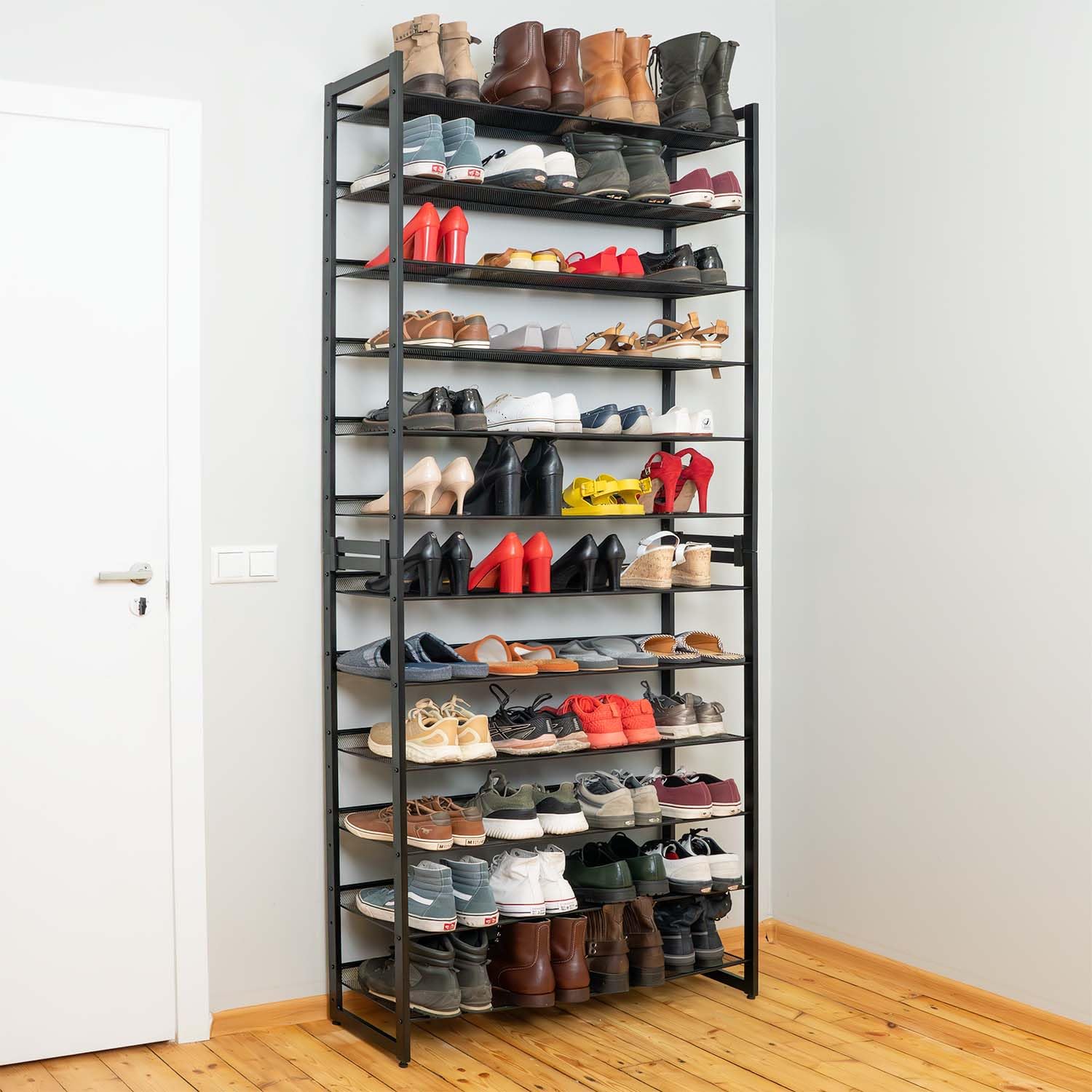 Tatkraft Eiffel - Metal Shoe Rack, 12 Tiers, Holds 60 Pairs, Up to 120 kg