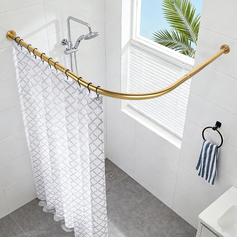 Minicoco Shower Curtain Rail for Bathtubs, L-Shaped Shower Curtain Pole in three varations 68x98cm / 68x98 cm, Wall Mounted Shower Pole