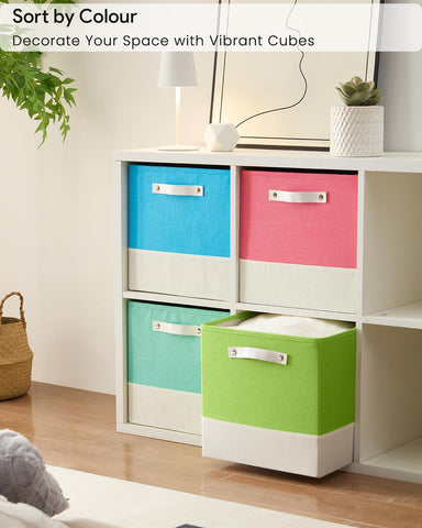 FABINADO Storage Boxes Fit KALLAX | 260g/㎡ Fabric Cubby Organizer Basket for Bookshelf, Closet, Wardrobe | Cube Unit Drawer Insert | 4 Pack