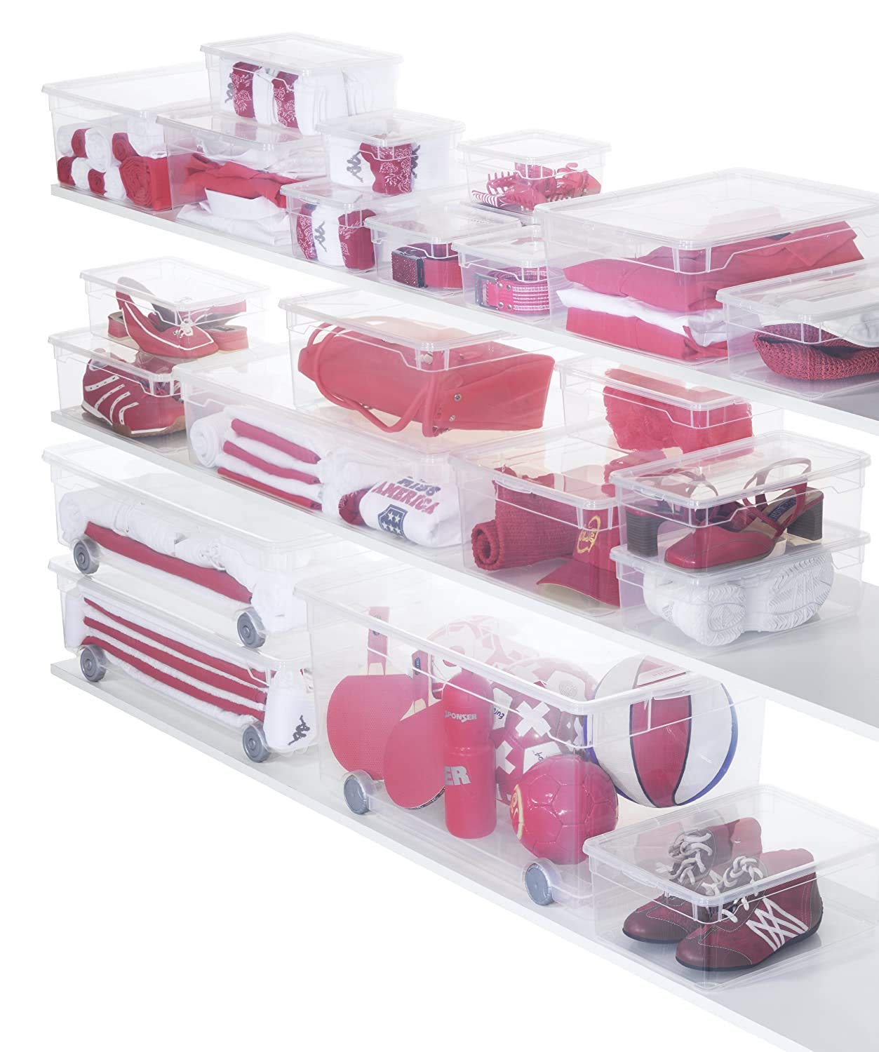 Rotho, Clear, Storage box 63 l with lid, Plastic (PP) BPA-free, transparent, 63l (71,5 x 40,0 x 33,5 cm)