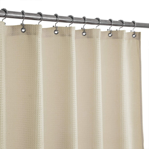 Barossa Design Long Waffle Shower Curtain, Height 244 cm, Luxury as in Hotel Spa, 230 g/m², Heavy Waterproof, Machine Washable, Cream, 180 x 244 cm