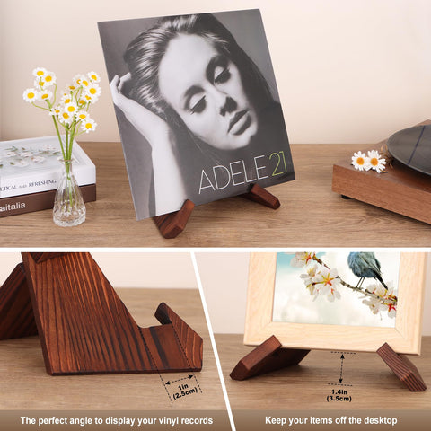 PUERSI Now Playing Vinyl Record Stand, Wooden Display Vinyl Holder Stand