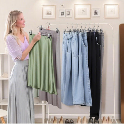 20Pack Trouser Hangers -Skirt Hangers with Adjustable Non Slip Clips Strong Chrome- Space Saving Pant Hangers,Heavy Duty Metal Hangers for Shorts