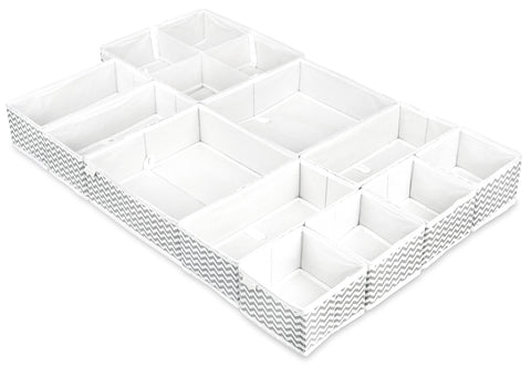 Unique Impression Set Of 11 Drawer Organisers For Underwear, Socks, Clothes, Shirts, Bras, Ties, Scarves, Baby Clothes