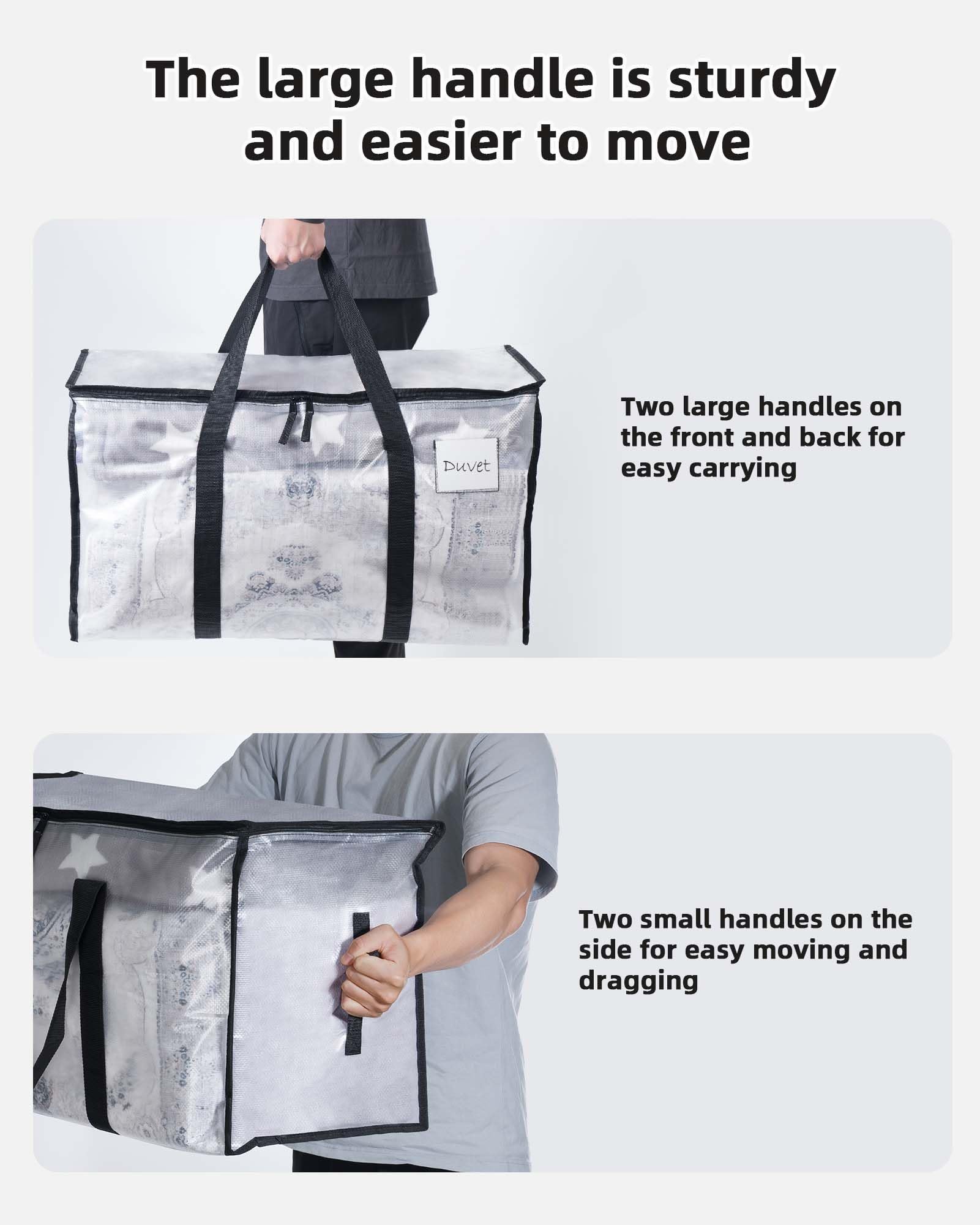 JOJOSEE Clear Clothes Storage Bags, 91L Large Moving Bag (Clear, 4 Pack)