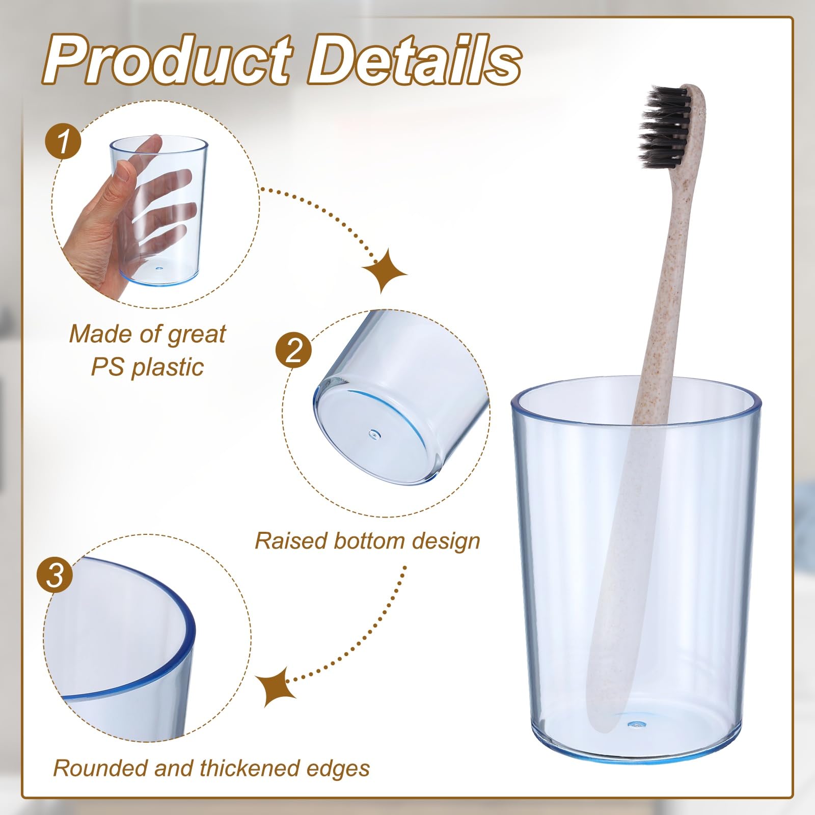 sourcing map 4Pcs Bathroom Tumbler, 350ml (11.83 Oz) Toothbrush Cups Unbreakable Solid Color Plastic Mouthwash Cup Stackable Reusable Tumbler for
