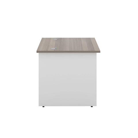Office Hippo Heavy Duty Rectangular Office Desk, Home, Table, Integrated Cable Ports, 5 Yr Wty, MFC, White Legs, Grey Oak Top, 80cm x 80cm