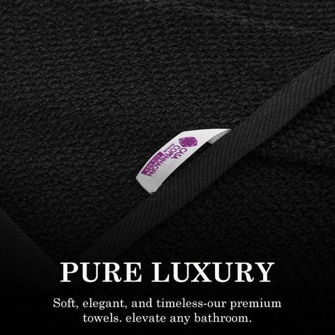 CASA COPENHAGEN Popcorn Textured 6-Piece Small Bath Towel Set - Black, 550 g/m², 6-piece small bath towels, cotton towels for rough and tough use
