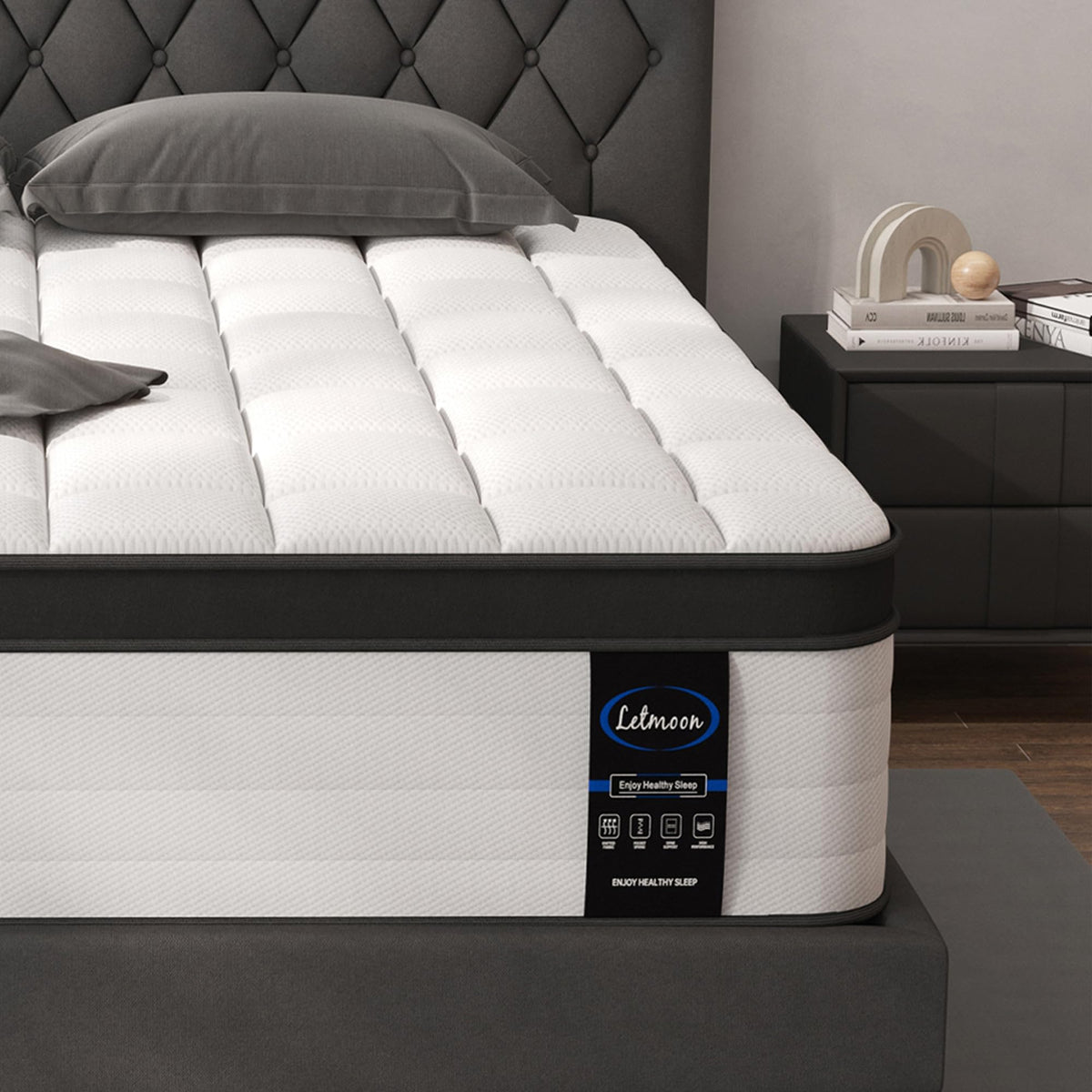 LETMOON 4FT6 Double Mattress, 25cm Pocket Sprung & Memory Foam Hybrid Bed