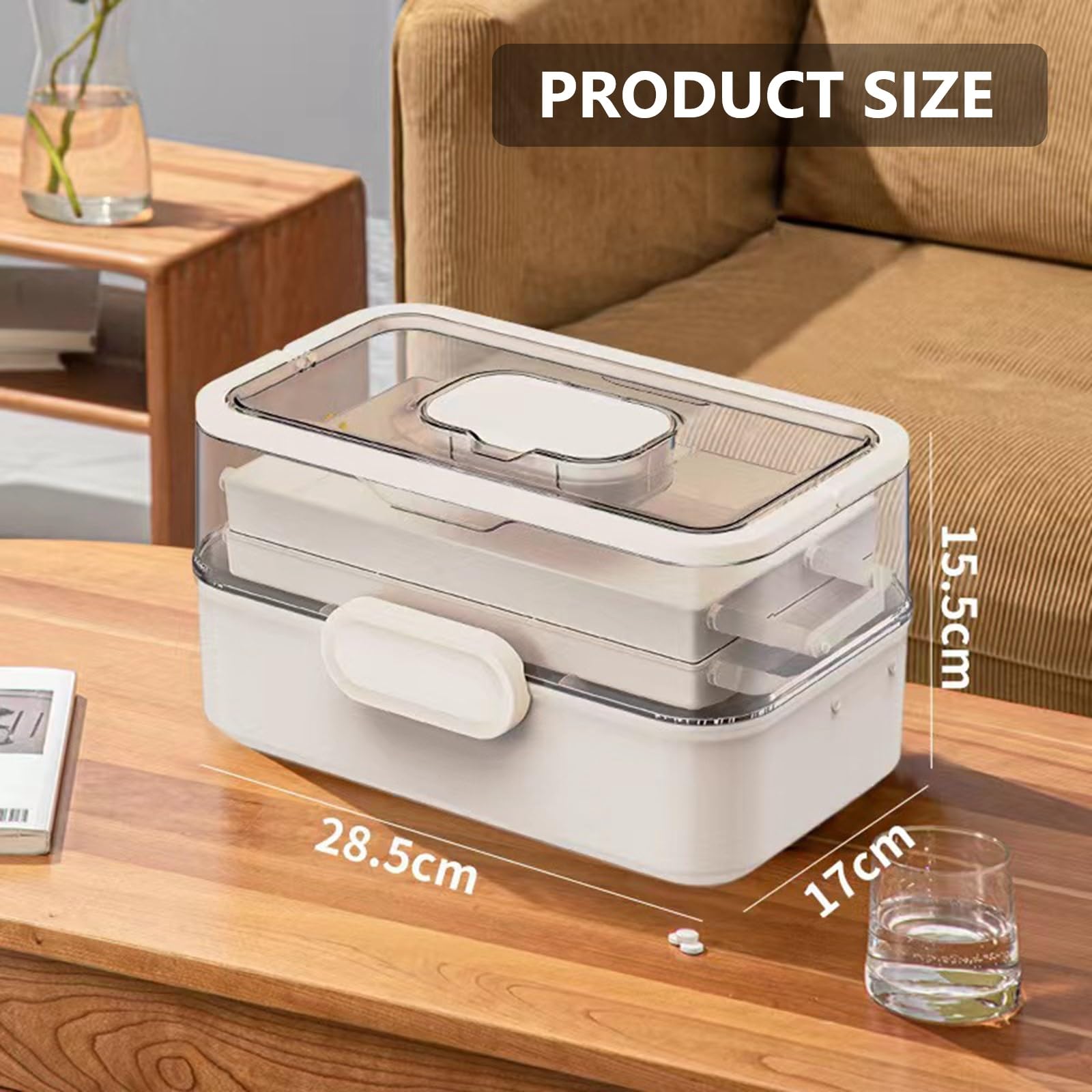 Sevitini Medicine storage, Medication storage box, 3 Layer multi grid Medicine Box with handle, Large medicine box portable, for home, school