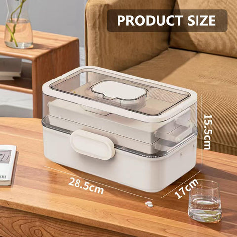 Sevitini Medicine storage, Medication storage box, 3 Layer multi grid Medicine Box with handle, Large medicine box portable, for home, school