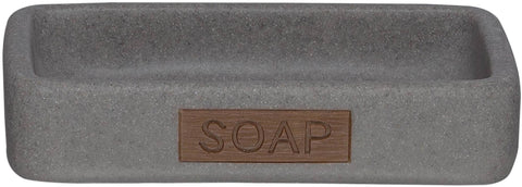 Sealskin Pierra Soap Dish, Polyresin, Grey, 8.6 x 2.5 x 12.2 cm
