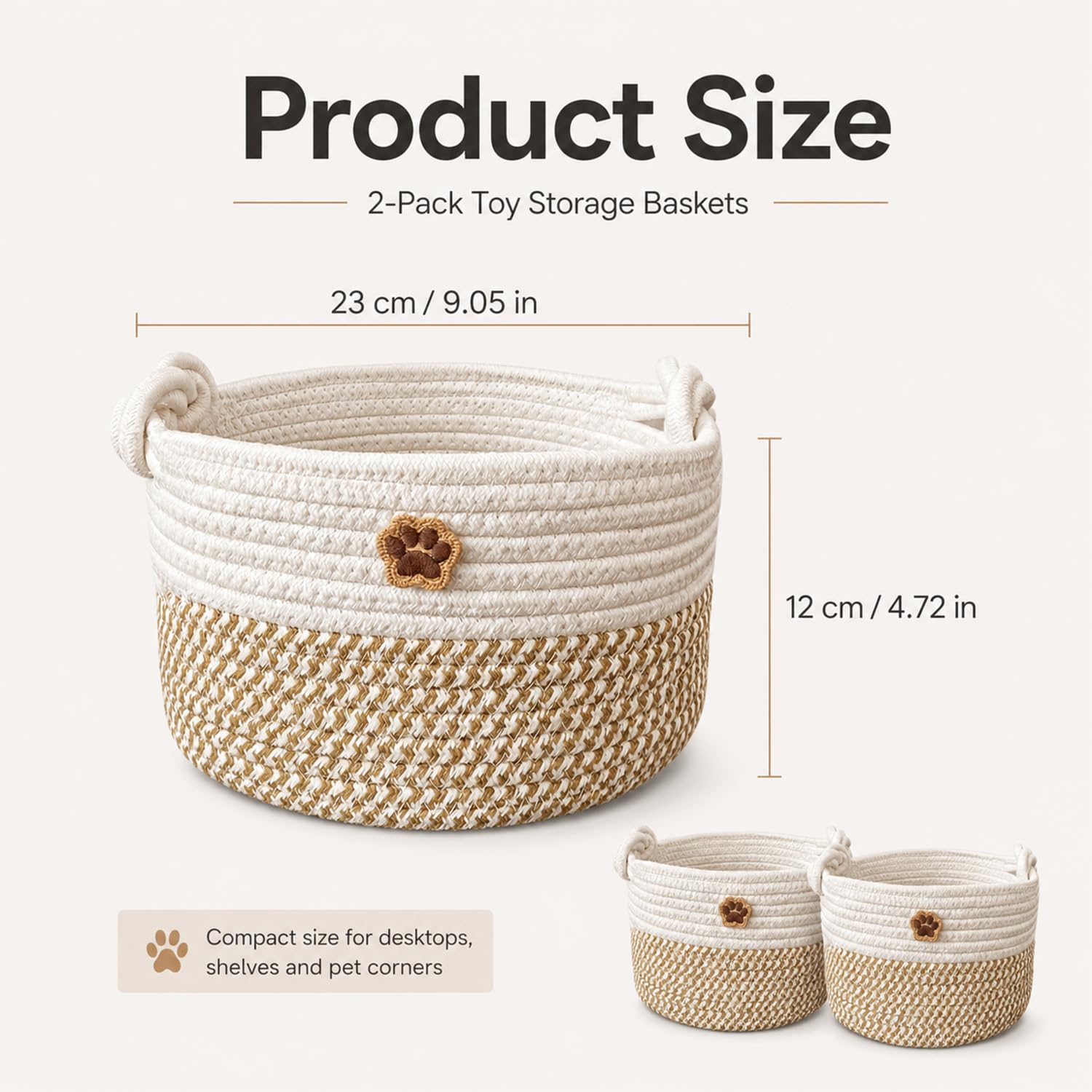 2 PCS Dog Toy Basket, Adorable Dog Toy Box for Playroom and Indoor Spaces