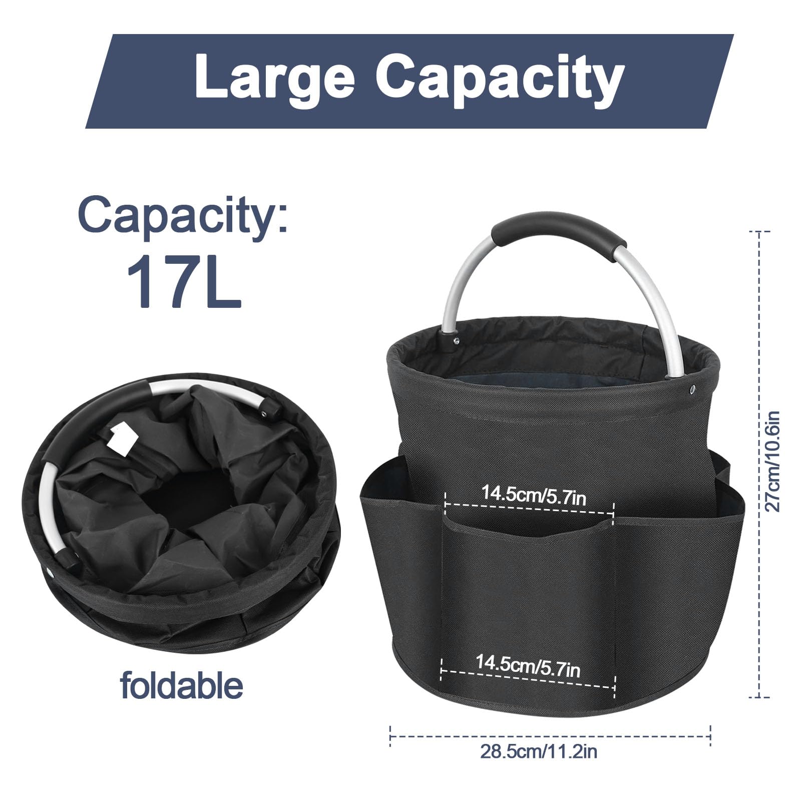 DMJJSD® 17L Cleaning Caddy with Handle Storage Box for Cleaning Utensils Multi Pocket Collapsible Cleaning Organiser Caddy Durable Cleaning Organiser