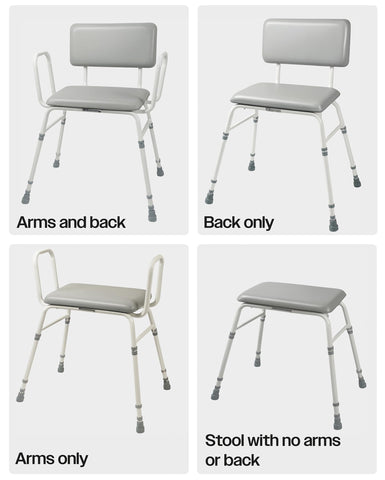 Aidapt 4in1 Bariatric Perching Stool. Padded Back Extra Wide Seat, Height Adjustable,254kg Weight Limit