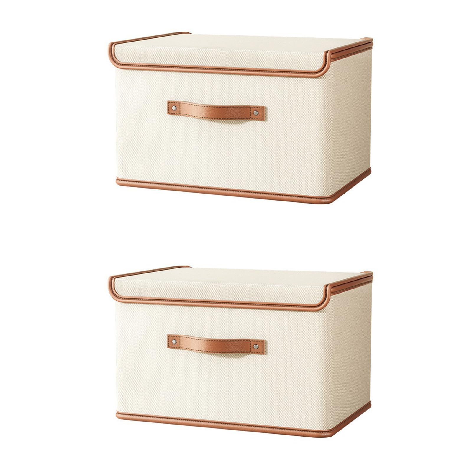 Vbvbip 2 PCS Oxford Fabric Storage Bins with Attached Lid - Large Clothes Organizer (44x30x29cm), Breathable Collapsible Closet Bins for Clothing