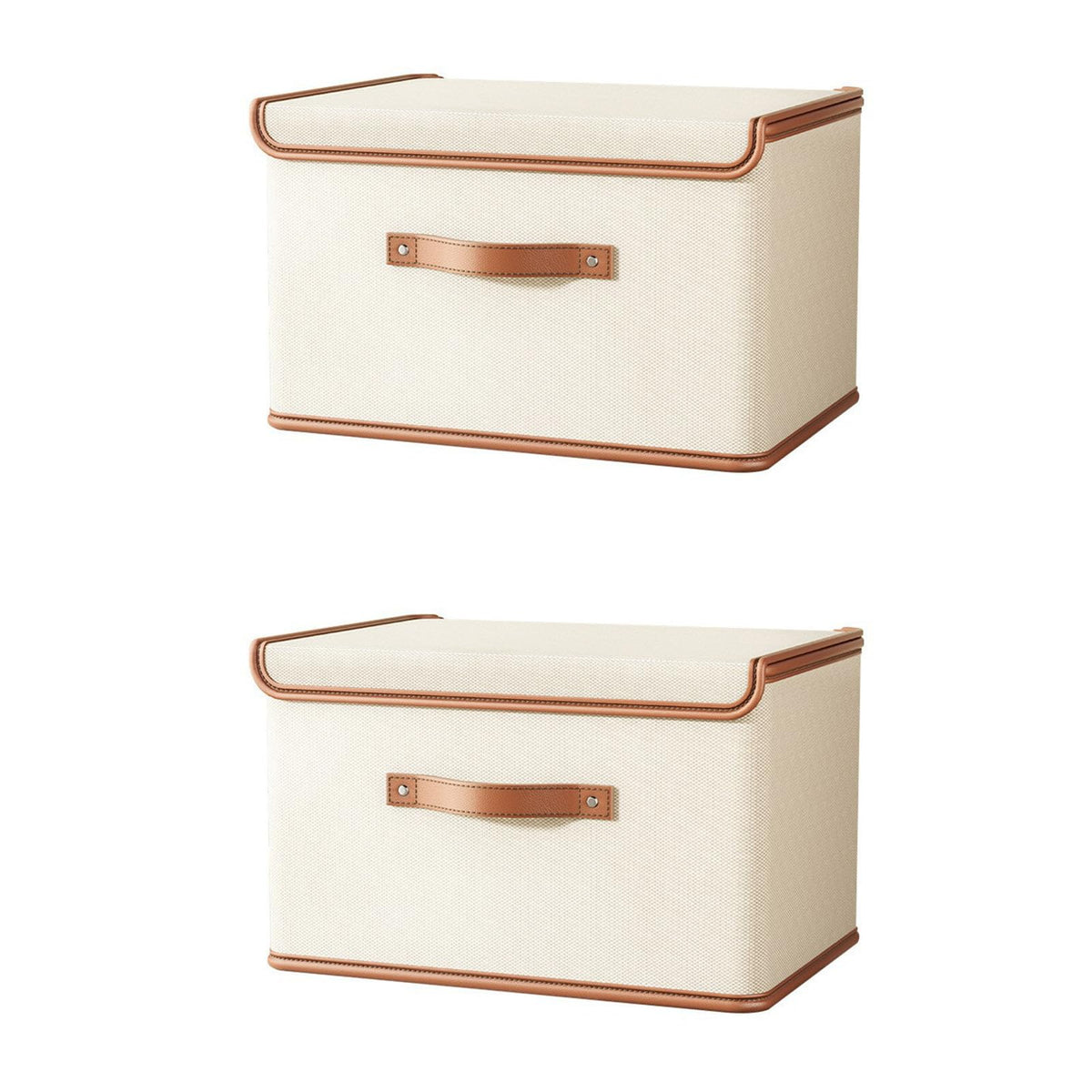 Vbvbip 2 PCS Oxford Fabric Storage Bins with Attached Lid - Large Clothes Organizer (44x30x29cm), Breathable Collapsible Closet Bins for Clothing