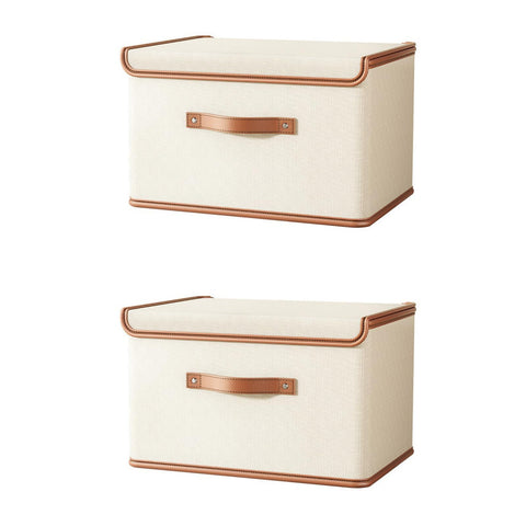Vbvbip 2 PCS Oxford Fabric Storage Bins with Attached Lid - Large Clothes Organizer (44x30x29cm), Breathable Collapsible Closet Bins for Clothing
