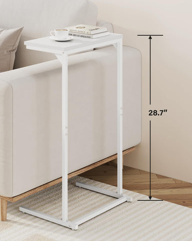 TUTOTAK C Shaped Side Table, Set of 2, Small End Table, 28.7 inch Tall Couch Sofa Table, Living Room, Bed Room, White V1TB01BW0712EU