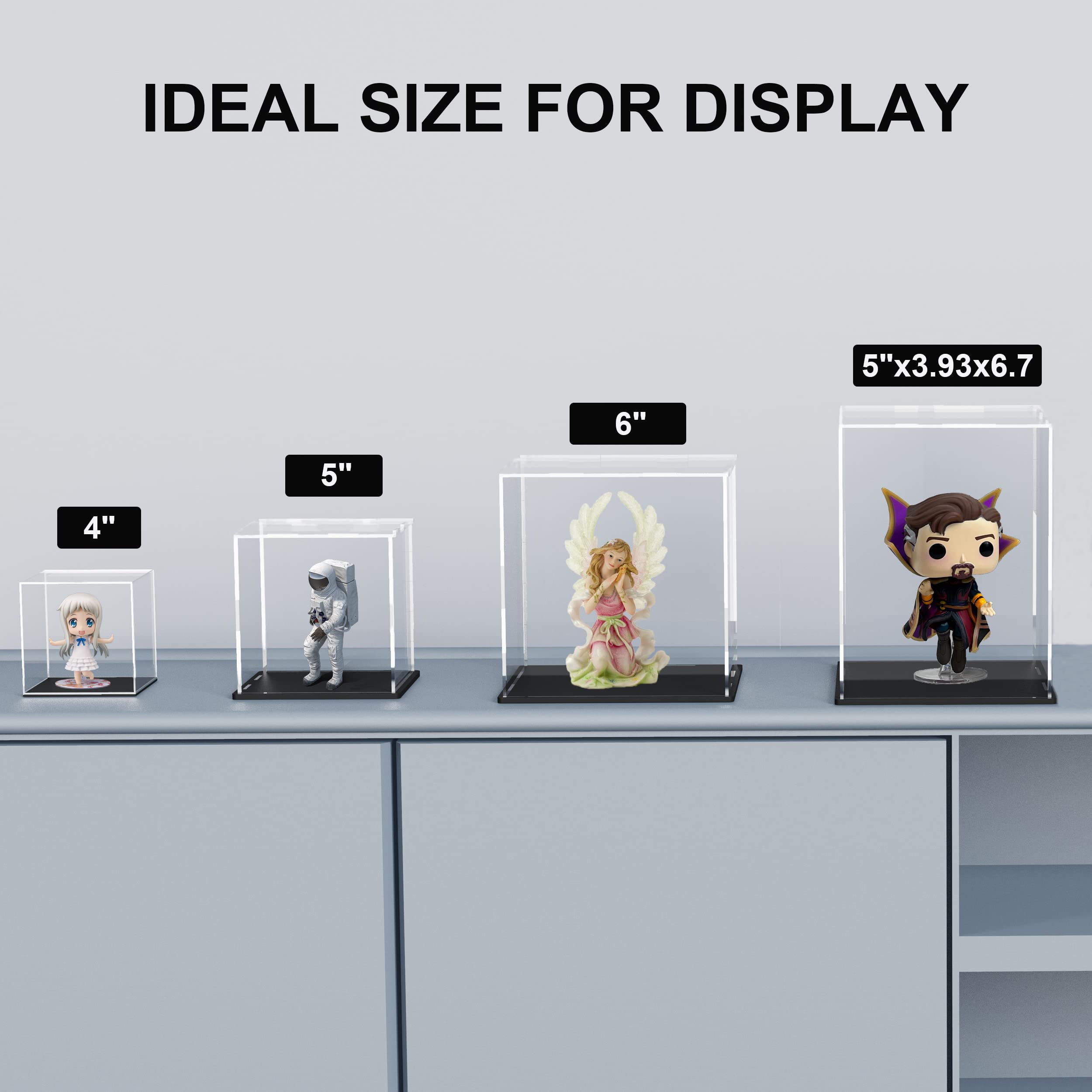 HOPEME Fully Assembled Acrylic Display Case, Clear Acrylic Protector Compatible with Funko POP! 4 Inch Vinyl Figures