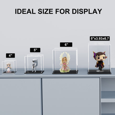 HOPEME Fully Assembled Acrylic Display Case, Clear Acrylic Protector Compatible with Funko POP! 4 Inch Vinyl Figures