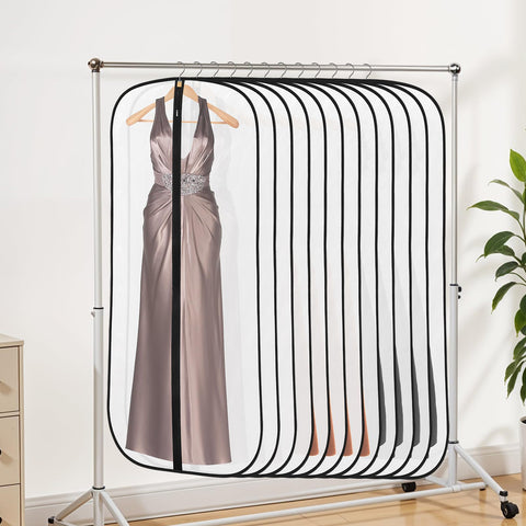 12 Pack Garment Bags, PEVA Dress Bags Covers Long, Clothes Covers 55in