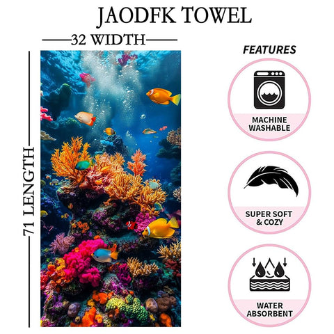 JAODFK Microfibre Beach Towel 71"X32" Quick Dry Lightweight Sand Free Extra Large Thin Towels Travel Essentials For Adults Womens Swim Bath