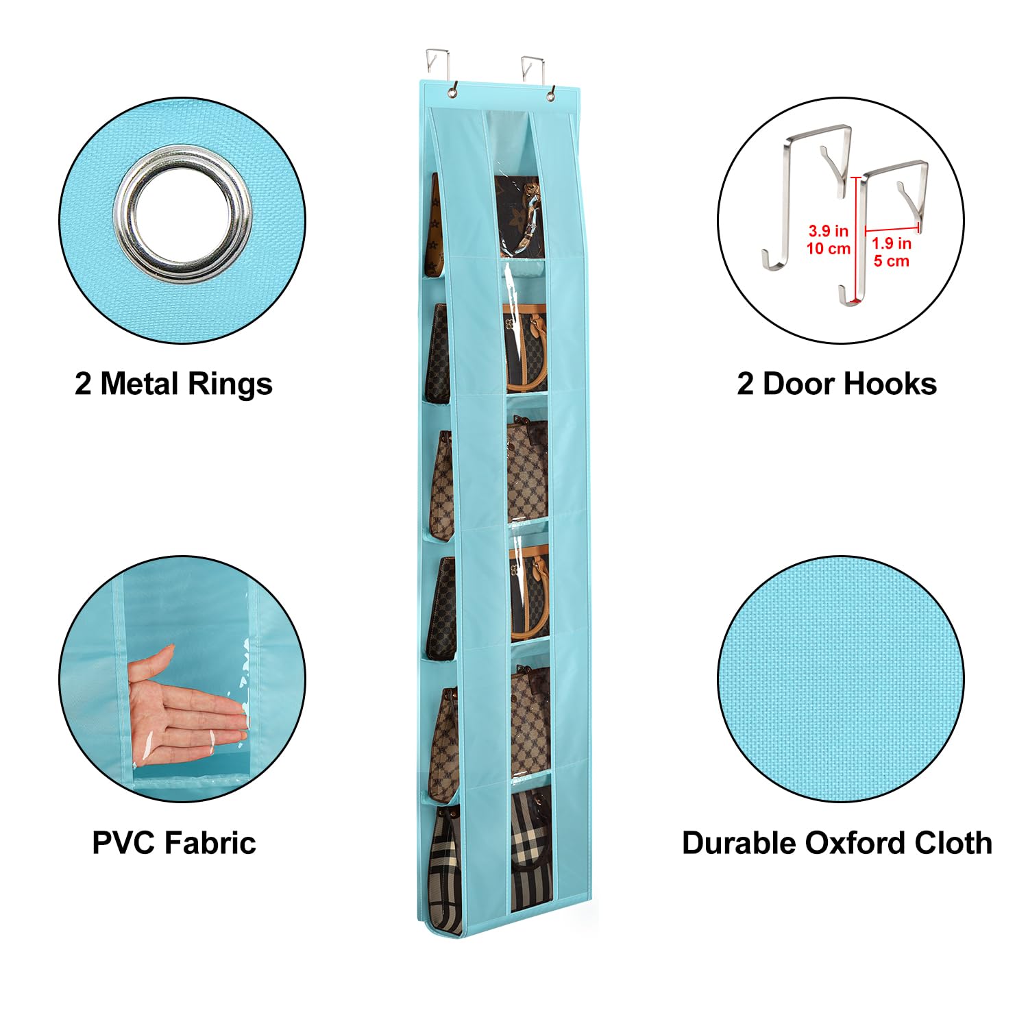 Lirex Over the Door Purse Organizer, Space-Saving Handbag Storage Purse Organizer Clothing Closet Purse Hanger for Scarves, Hats, Legging Organizer