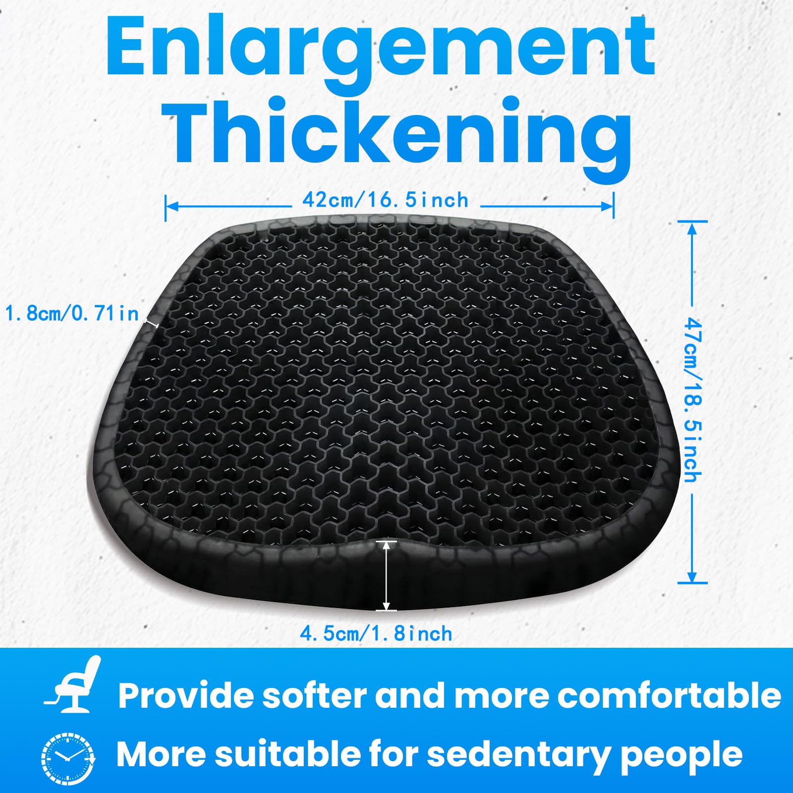 Wenisuow Gel Cushion for Sitting, Thick Gel Seat Cushion with Cover, Black