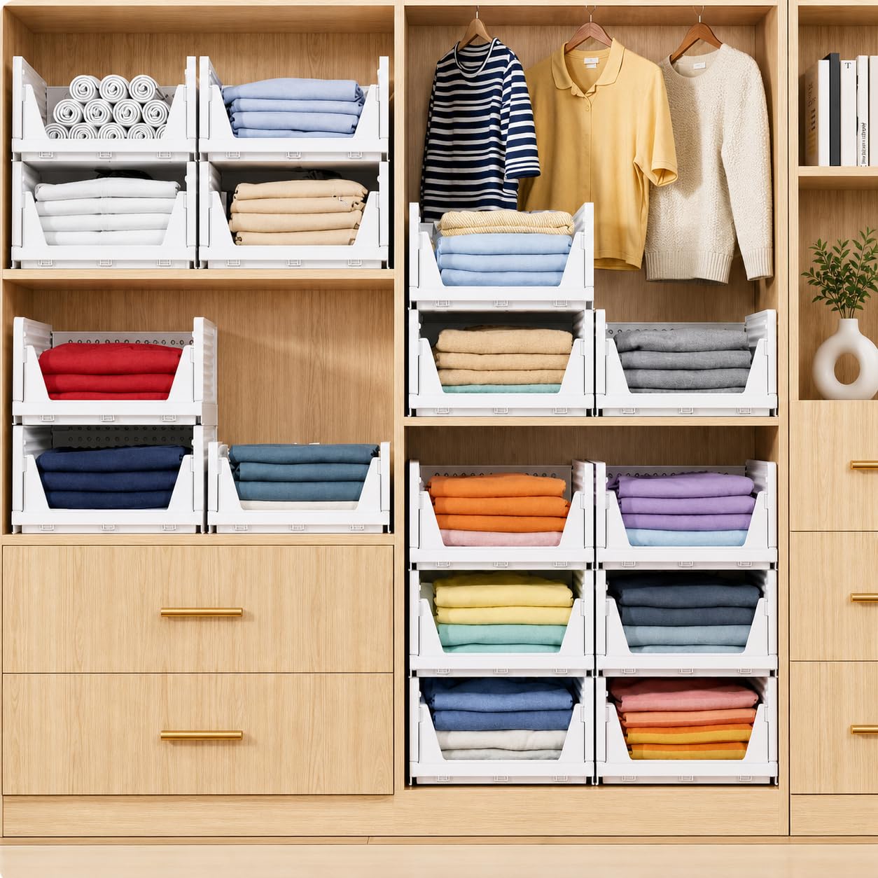Carry Fitness 4 Pack Foldable Wardrobe Storage Organiser | Space Saving Foldable Drawer For Bedroom, Kitchen & Office
