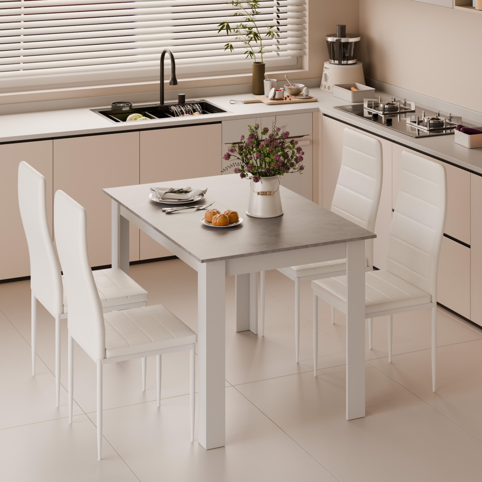 Mondeer Dining Table, Kitchen Table for 4 People, 120W x 80D x 75H cm